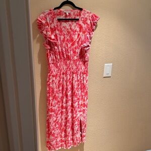 Chelsea28 Vibrant Pink and White Midi Dress